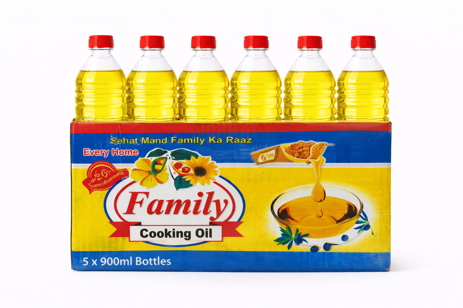 Family Cooking Oil – 900 ml × 5 Pack